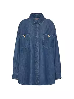 Джинсовая рубашка из шамбре Valentino Garavani, синий