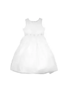 Платье Elizabeth для маленьких девочек и девочек из атласа и органзы Us Angels, белый