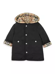 Стеганое нейлоновое пальто с капюшоном для маленьких мальчиков Burberry, черный