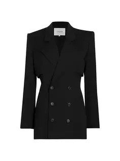 Двубортный пиджак из натуральной шерсти Frame, черный