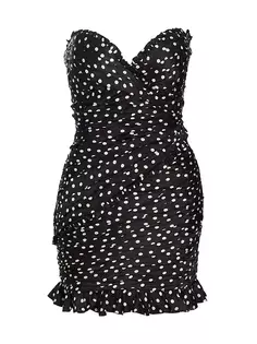 Мини-платье Haisley без бретелек в горошек Ronny Kobo, цвет jet black eggshell