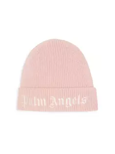 Вязаная шапка с логотипом для девочек Palm Angels, белый