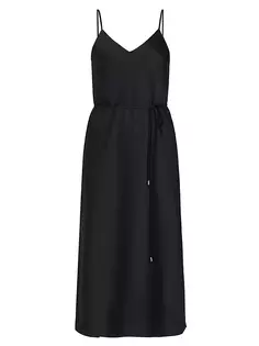 Атласное платье миди с поясом Lilli If Only Studio, черный