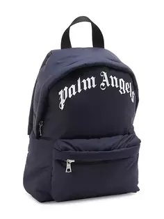 Детский рюкзак с изогнутым логотипом Palm Angels, белый