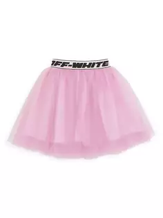 Тюлевая юбка с полоской-логотипом для маленьких девочек и девочек Off-White, черный