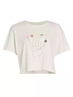 Укороченная футболка Claudia с короткими рукавами и рисунком Raquel Allegra, белый
