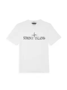 Футболка с логотипом Little Boy&apos;s &amp; Boy&apos;s Stone Island, белый