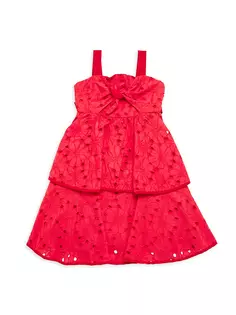 Многоярусное платье Valentina для маленьких девочек и девочек Marchesa Notte Mini, красный