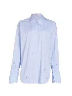 Хлопковая рубашка Monica High-Low с кристаллами A.L.C., цвет sky blue
