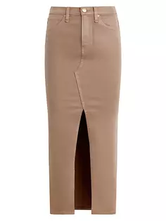 Реконструированная джинсовая юбка-миди Hudson Jeans, цвет coated hot latte