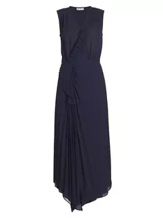 Шифоновое платье макси Poppy с оборками Ramy Brook, темно-синий