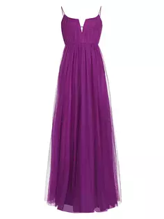 Платье без рукавов из тюля Nyla Ml Monique Lhuillier, цвет bright magenta