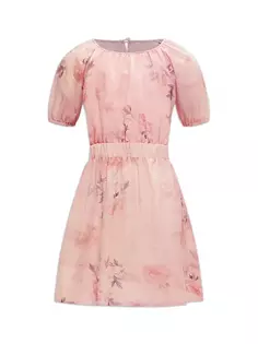 Платье с пышными рукавами и цветочным принтом для девочек Bardot Junior, цвет pink floral