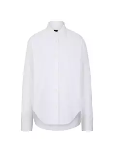 Утепленная куртка-рубашка оверсайз из хлопкового поплина Boss, белый