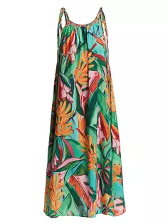 Платье миди из хлопковой смеси с принтом банановой листвы Farm Rio, мультиколор