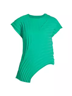 Плиссированная блузка с изогнутыми складками Issey Miyake, зеленый