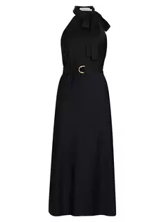 Платье миди с высоким воротником и поясом Zimmermann, черный