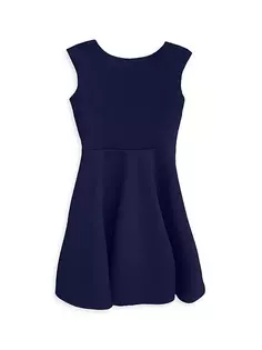 Текстурированное платье с короткими рукавами для девочек Un Deux Trois, темно-синий