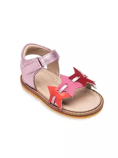 Кожаные сандалии со звездами для маленьких девочек Elephantito, фуксия