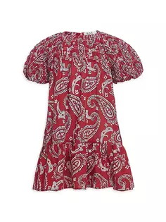 Платье со сборками Theodora Paisley для маленьких девочек и девочек Sea, красный