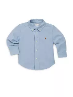 Хлопковая оксфордская спортивная рубашка для маленьких мальчиков Polo Ralph Lauren, синий