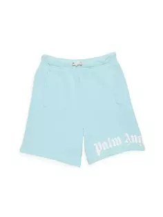 Флисовые шорты с логотипом для маленьких девочек и девочек Palm Angels, синий