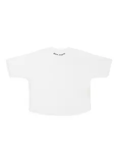 Классическая футболка с логотипом для маленьких девочек и девочек Palm Angels, белый