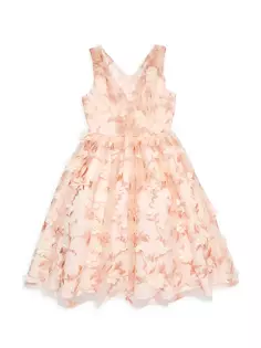 Платье длиной до пола с цветочным принтом для маленьких девочек и девочек Christian Siriano, красный