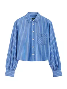 Полосатая укороченная рубашка Rag &amp; Bone, цвет blue stripe