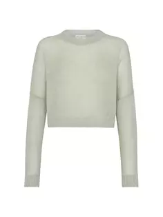 Укороченный свитер из мохера и шерсти с монили Brunello Cucinelli, цвет mint green