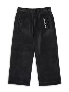 Велюровые спортивные брюки с логотипом Little Boy&apos;s &amp; Boy&apos;s Khrisjoy, черный