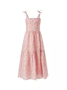 Многоярусное платье макси с цветочным принтом для девочек Bardot Junior, цвет pink floral