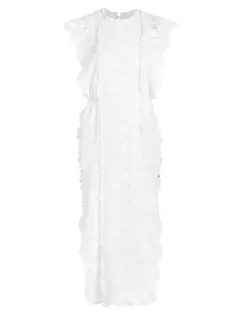 Кружевное платье-миди Alight с фестонами Zimmermann, слоновая кость
