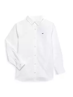Хлопковая рубашка с длинными рукавами для маленьких мальчиков и мальчиков Vineyard Vines, цвет white cap