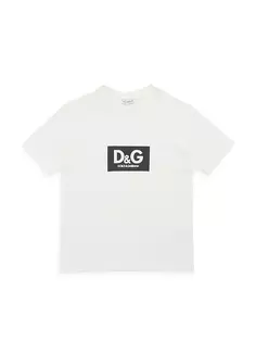 Детская футболка с короткими рукавами и логотипом Little Kid&apos;s Dolce&amp;Gabbana, черный