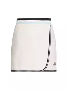 Хлопковая мини-юбка с логотипом Moncler, белый