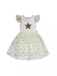 Блестящее платье-пачка со звездами для маленькой девочки Petite Hailey, белый