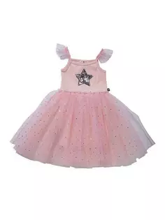 Платье со звездами, украшенное блестками, для маленьких девочек и девочек Petite Hailey, цвет peach