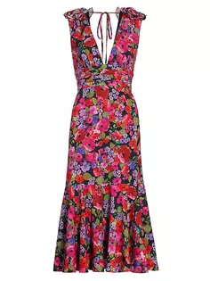 Платье миди Sorena со сборками и цветочным принтом Amur, цвет vintage flowers
