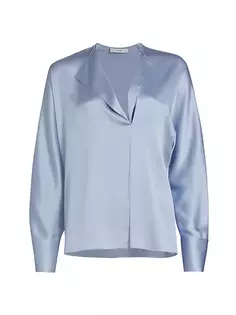 Шелковая блузка с длинными рукавами Vince, цвет pacific opal