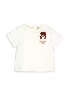 Детская футболка с вышивкой «Мишка Тедди» Fendi, белый