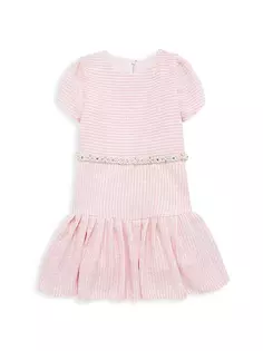Твидовое платье Lexie с заниженной талией и расшитым бисером для маленьких девочек и девочек Zoe, розовый