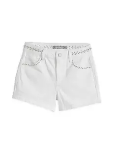 Джинсовые шорты с заклепками для маленьких девочек и девочек Tractr, белый