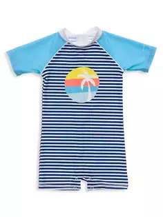 Солнцезащитный костюм в полоску с короткими рукавами для маленького мальчика Snapper Rock, синий