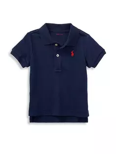 Хлопковая футболка-поло из интерлока для маленьких мальчиков Polo Ralph Lauren, цвет french navy