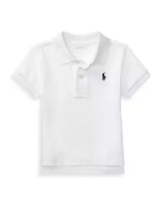 Хлопковая футболка-поло из интерлока для маленьких мальчиков Polo Ralph Lauren, белый