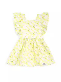 Платье с рюшами и принтом лимона для маленьких девочек и маленьких девочек Worthy Threads, желтый