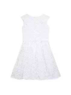 Кружевное платье с короткими рукавами для девочек Un Deux Trois, белый