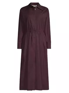 Платье-рубашка Eleanor из хлопкового поплина Tory Burch, цвет evening plum