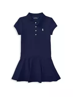 Платье-поло для маленьких девочек и девочек Polo Ralph Lauren, цвет french navy
